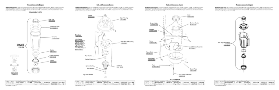 Diagram Diagram and Parts List for 909  Hamilton Beach Blender